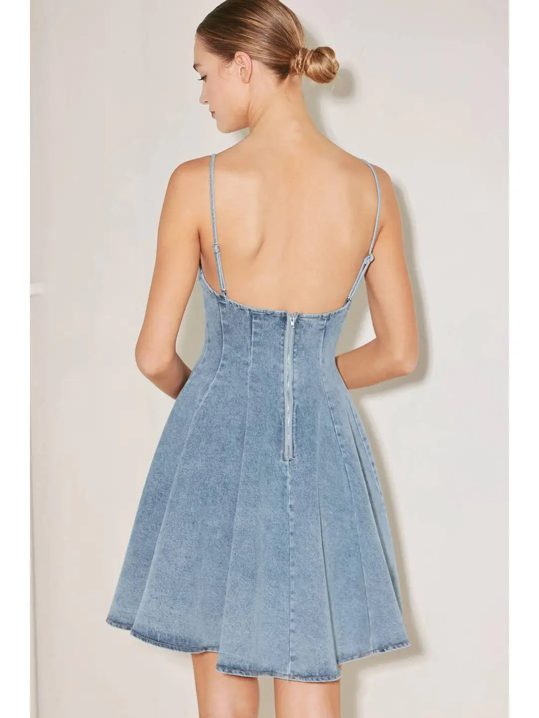 WASHED DENIM MINI DRESS
