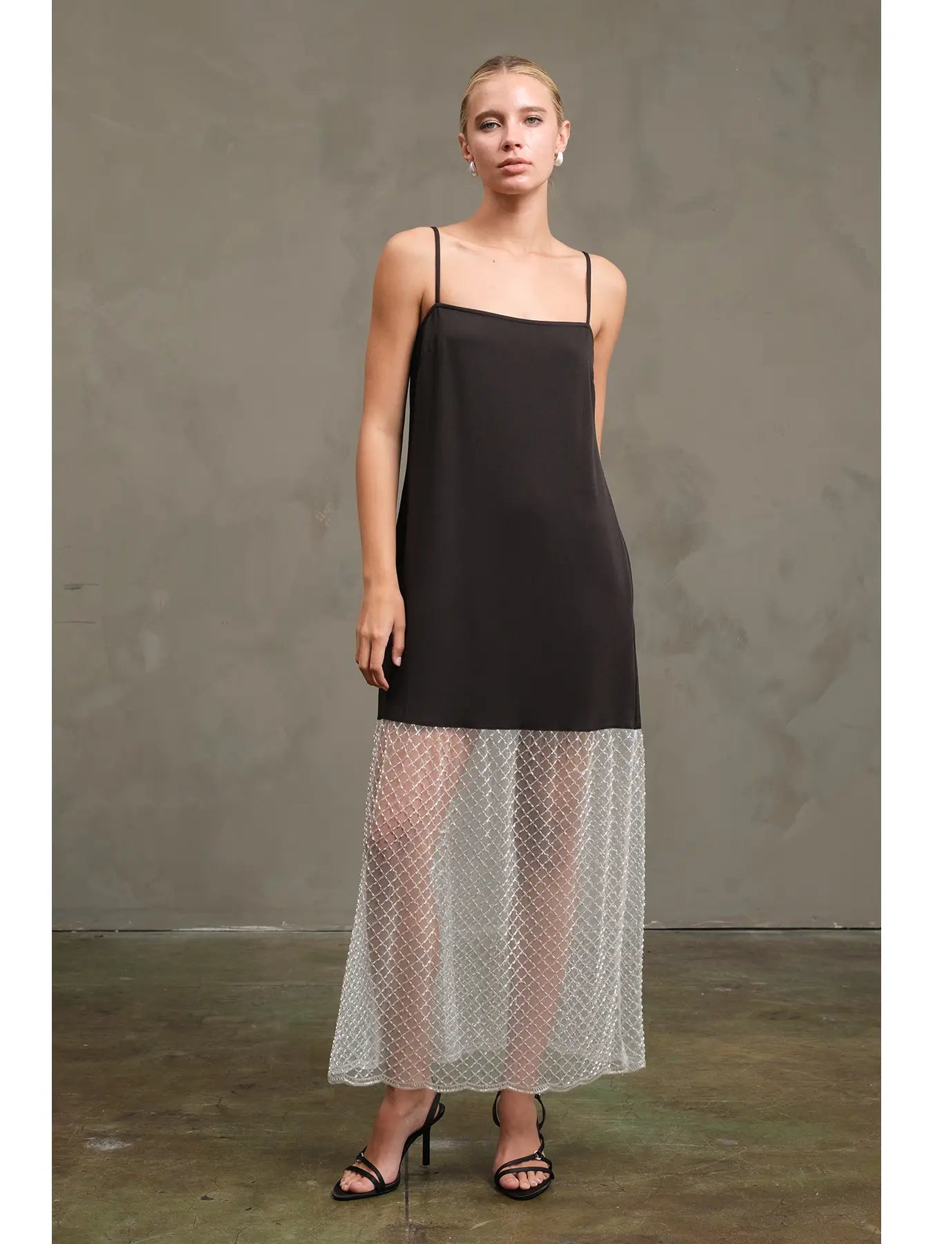 Slip Dress W/sheer beading on the bottom