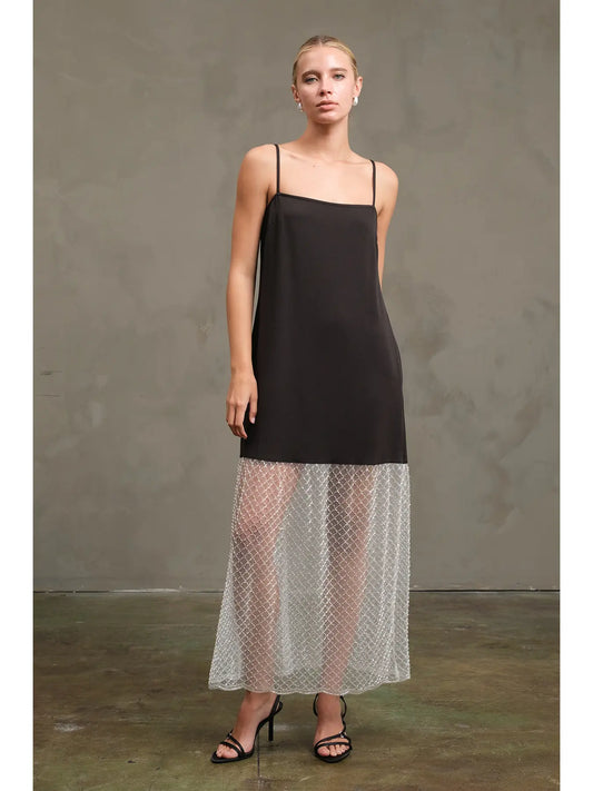 Slip Dress W/sheer beading on the bottom