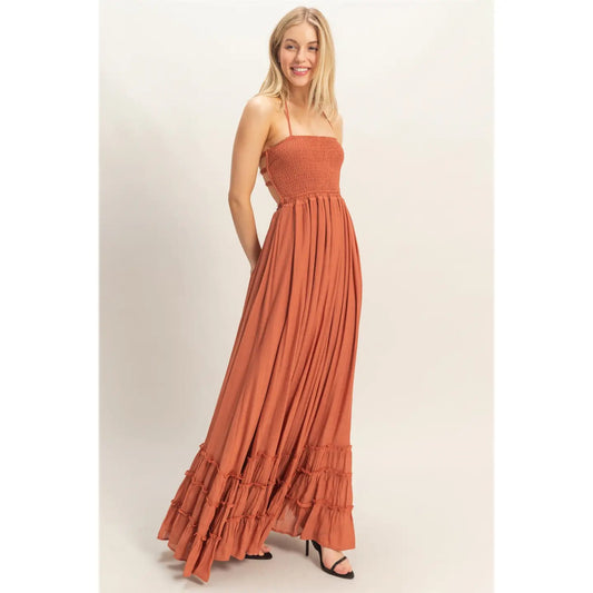 Smocked Halter Maxi Dress